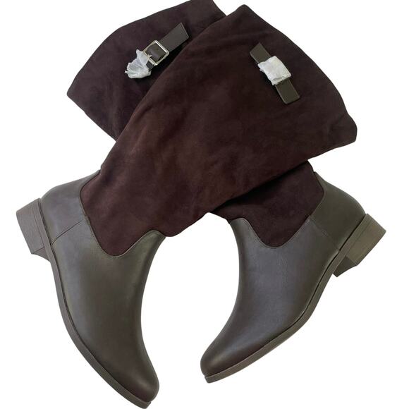 Journee Collection Women Brown Buckle Accent Frenchy Round Toe Dress Boot 11 XWC - Picture 12 of 16